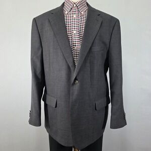 Stafford‎ Essentials Men's Sport Coat Blazer Two Button Gray Poly Wool Blend 48R